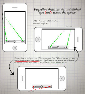 Explicación gráfica del problema con la orientación del terminal y las teclas de volumen