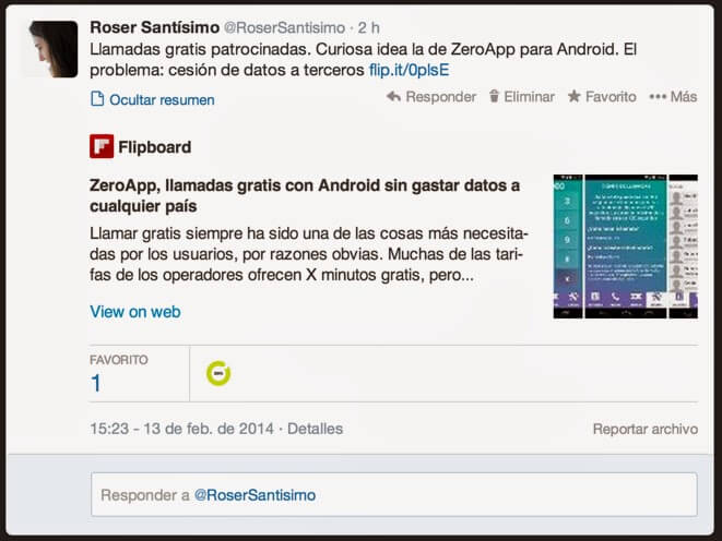Tuit sobre ZeroApp