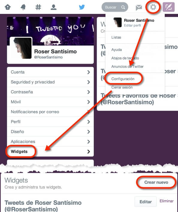 Cómo llegar a la página de creación de widgets en Twitter