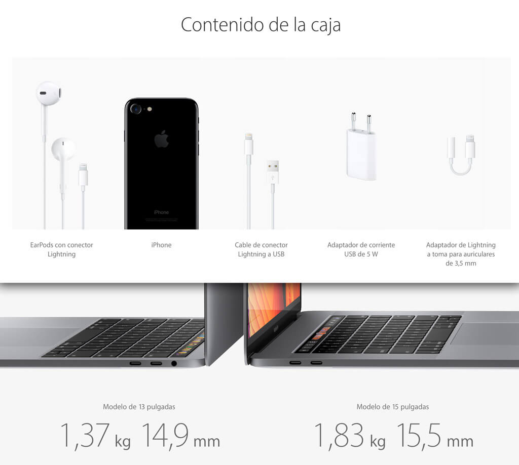 Comparativa de los complementos iPhone7 Vs MacBook Pro
